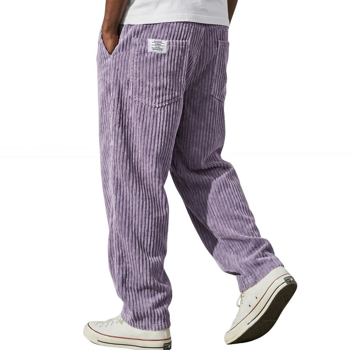Michael Sydney men's ribbed elastic-waist pants in lilac