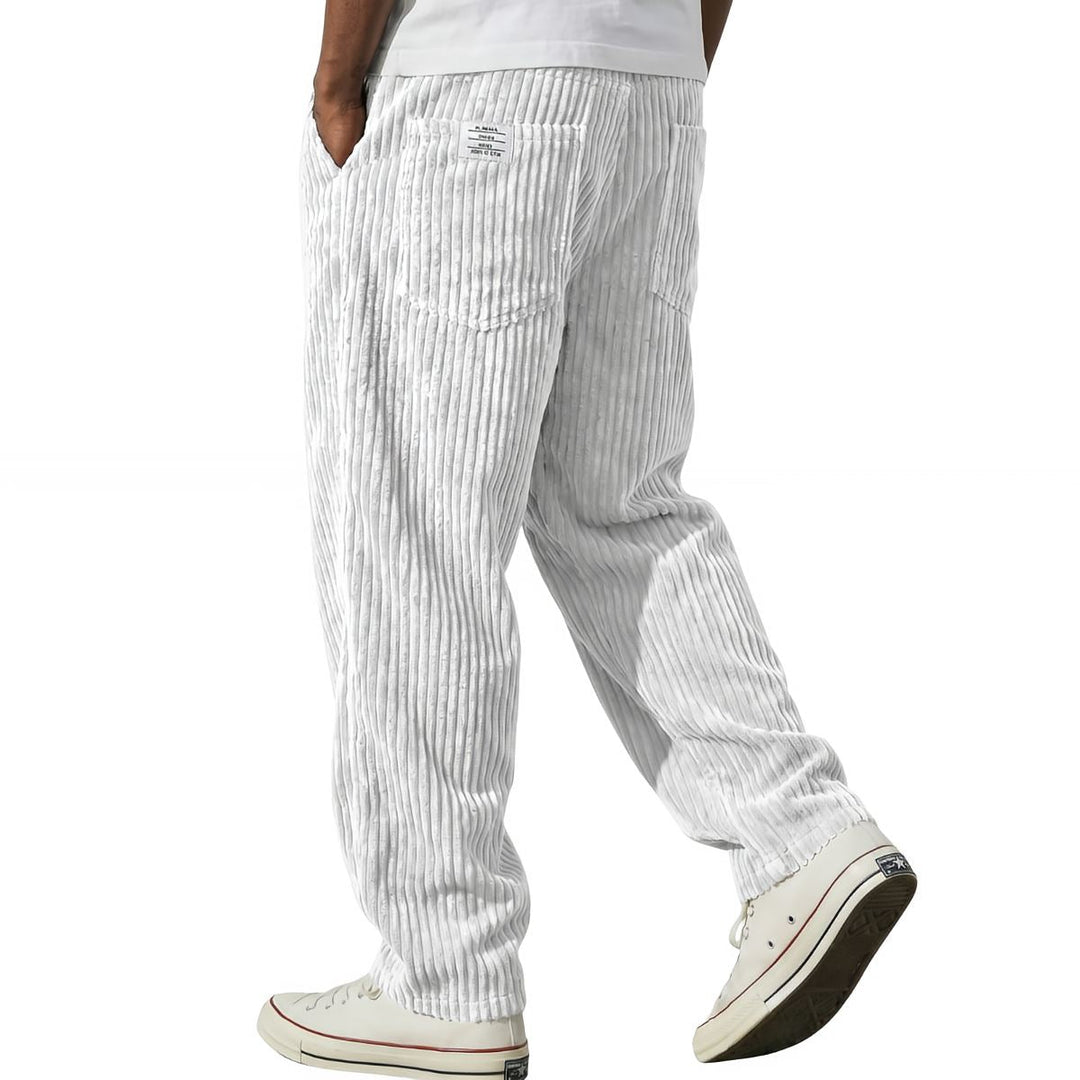 Michael Sydney men's ribbed elastic-waist pants in white