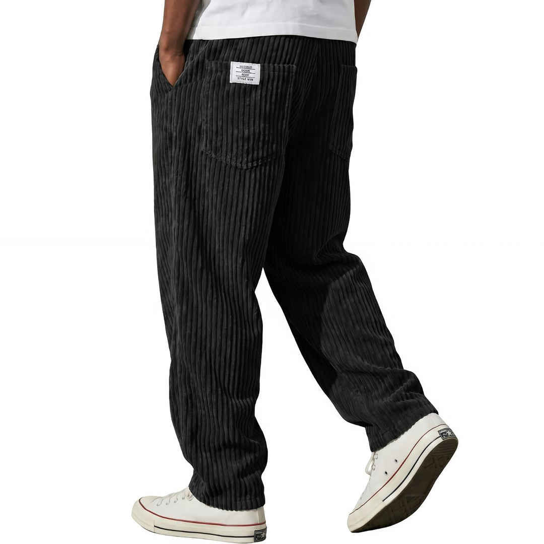 Michael Sydney men's ribbed elastic-waist pants in black