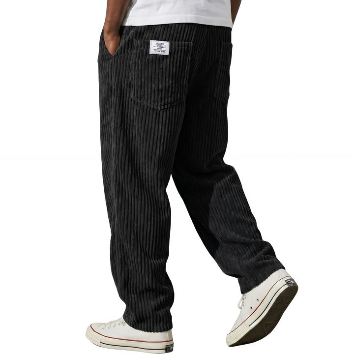 Michael Sydney men's ribbed elastic-waist pants in black