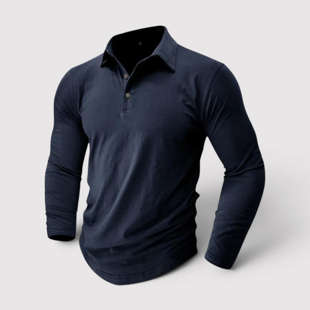 Michael Sydney men's long sleeve polo shirt, front view