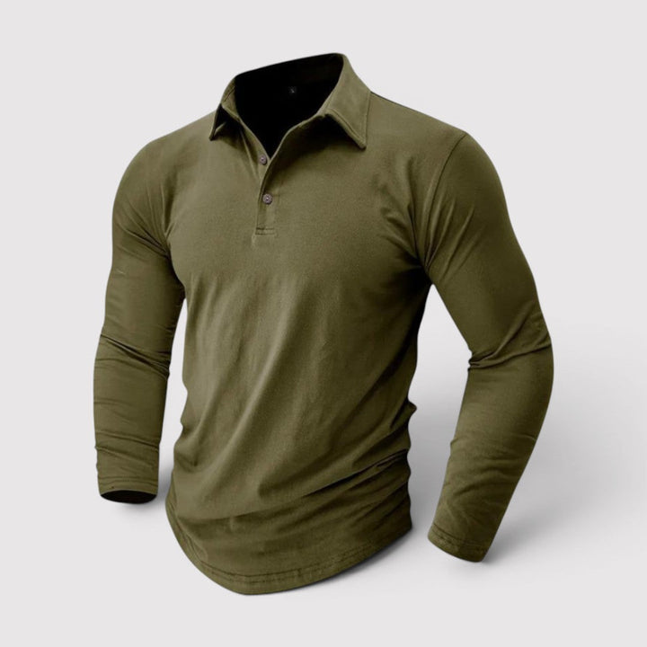 Michael Sydney men's long sleeve polo shirt, front view