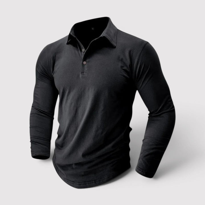 Michael Sydney men's long sleeve polo shirt, front view