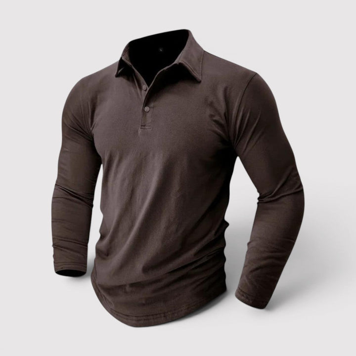 Michael Sydney men's long sleeve polo shirt, front view