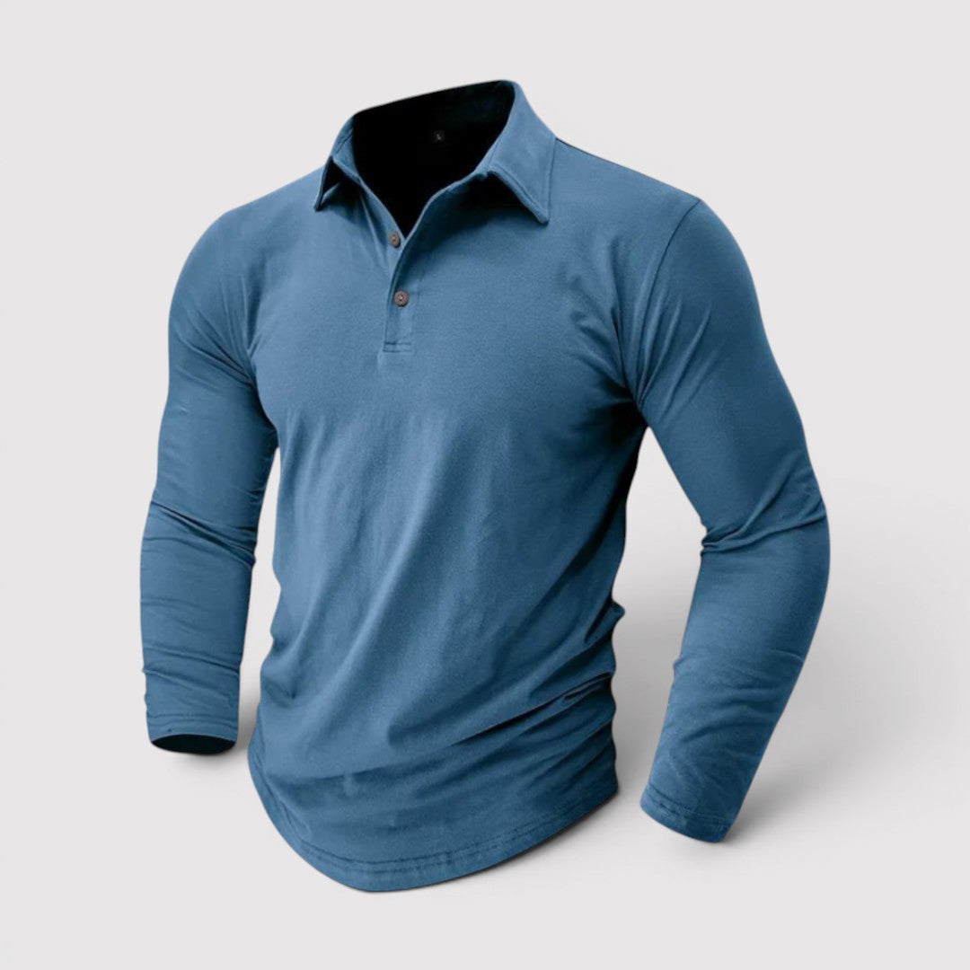 Michael Sydney men's long sleeve polo shirt, front view