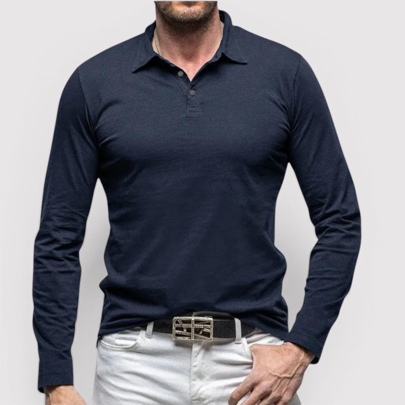 Michael Sydney men's long sleeve polo shirt, front view