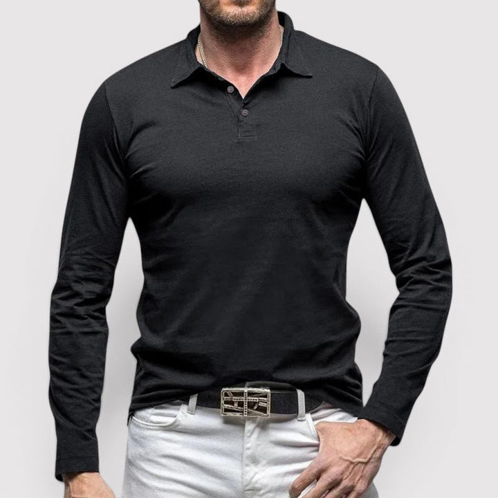Michael Sydney men's long sleeve polo shirt, front view