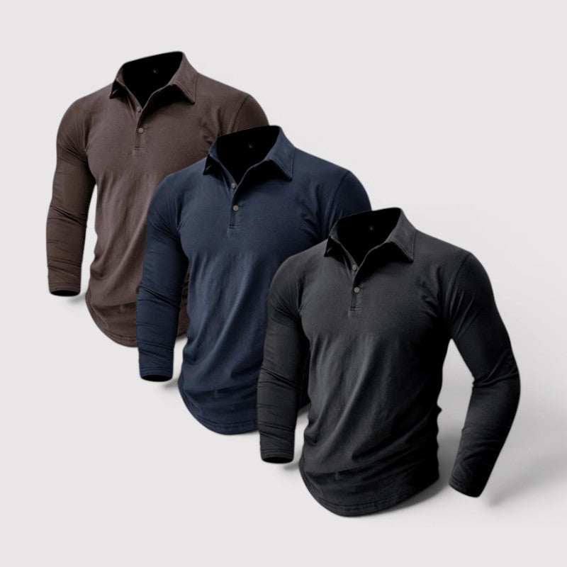 Michael Sydney men's long sleeve polo shirt, front view