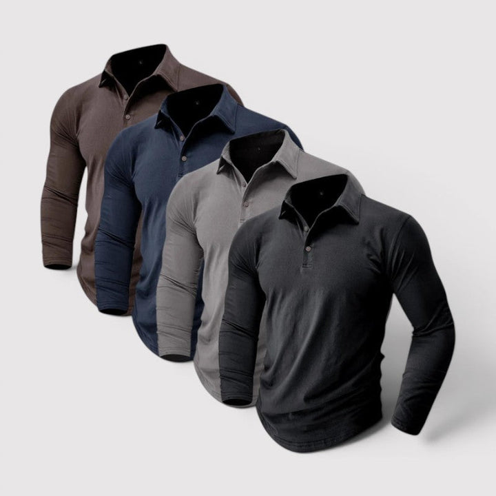 Michael Sydney men's long sleeve polo shirt, front view