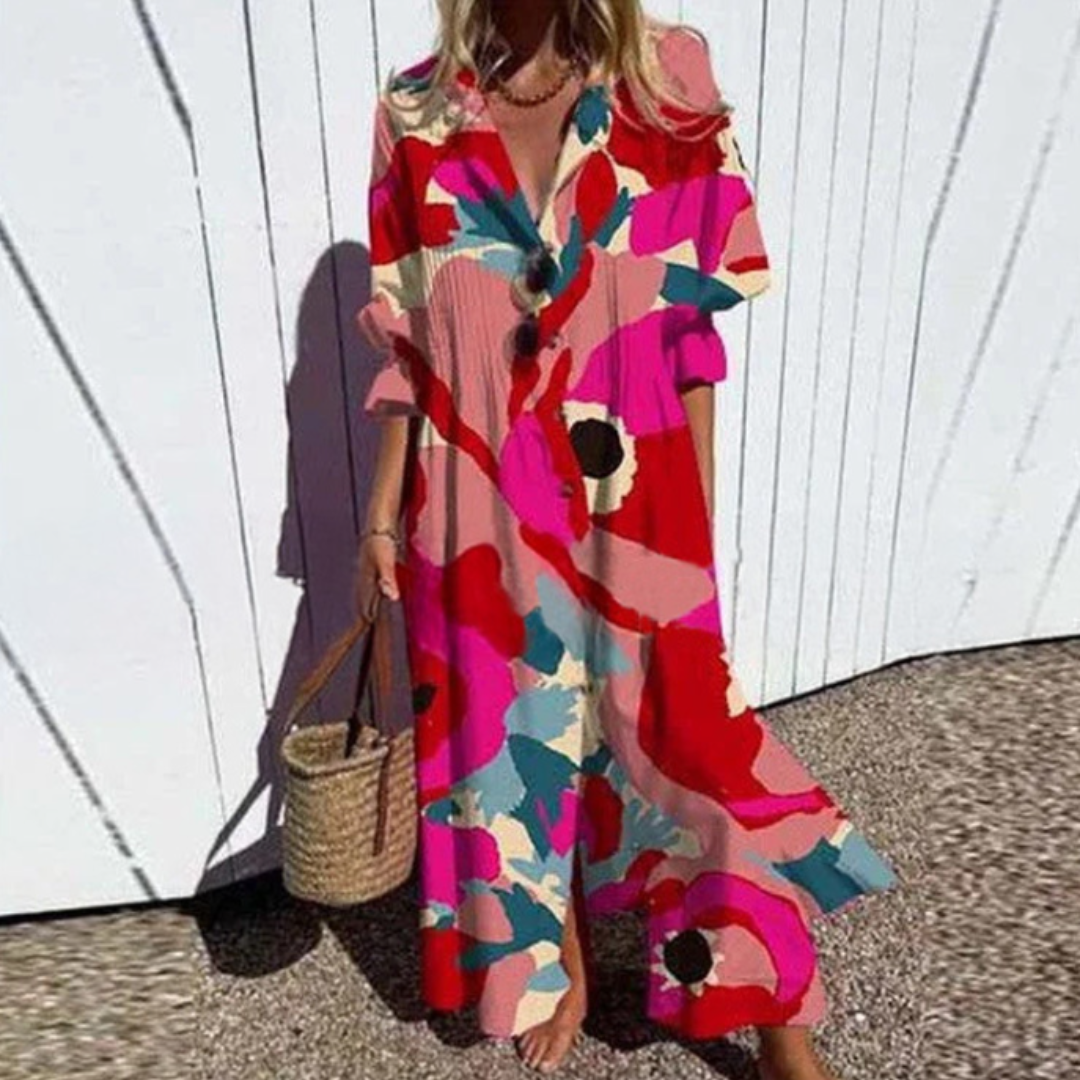 Gail™ | Leaf Print Maxi Dress