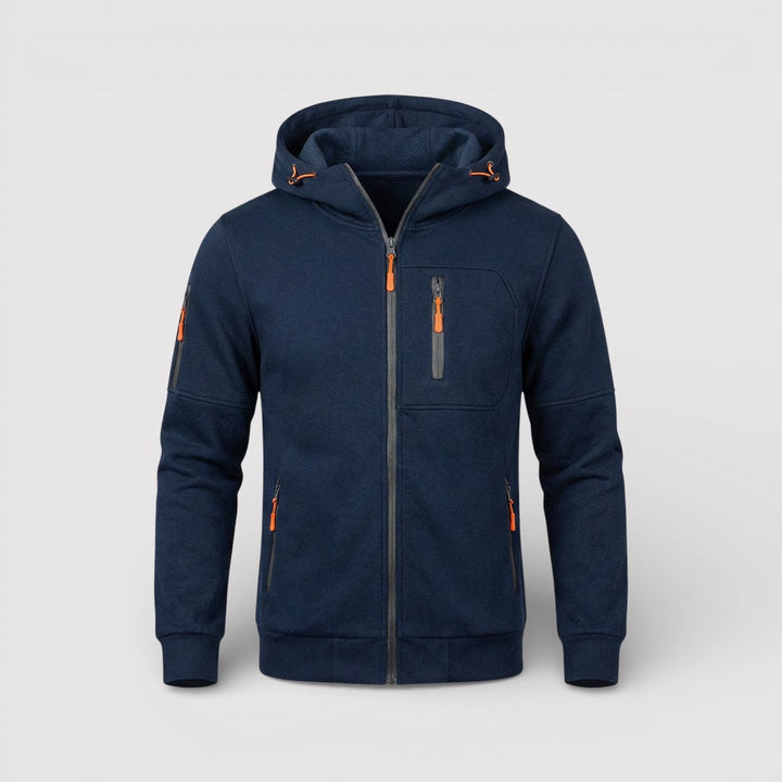 Michael Sydney men's zip hoodie with hood, front view