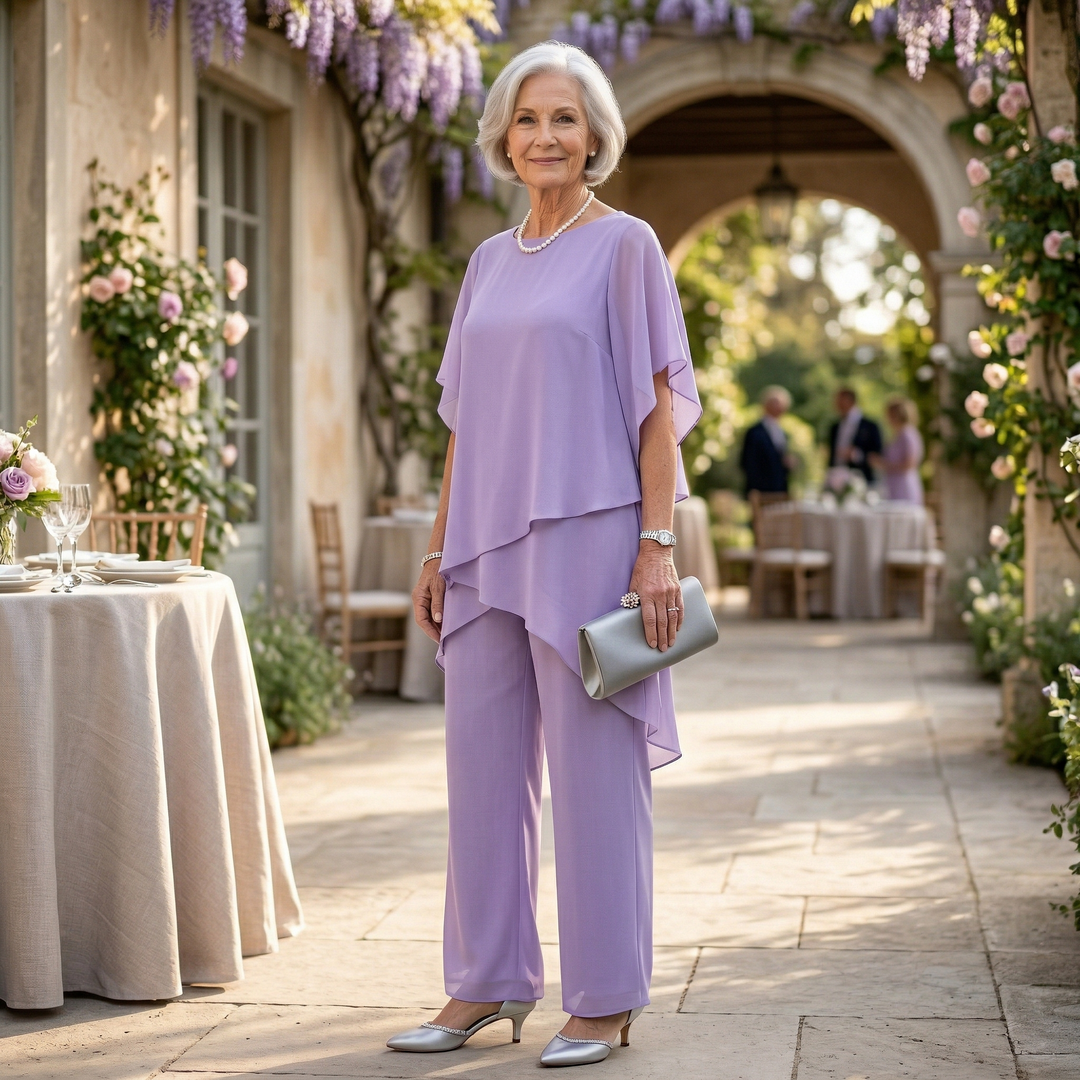 Sharyn Tiered Tunic & Trouser Set in Lavender