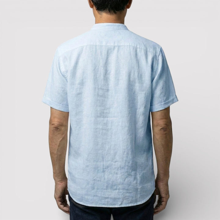 Michael Sydney men's short-sleeve shirt with mandarin collar, front view