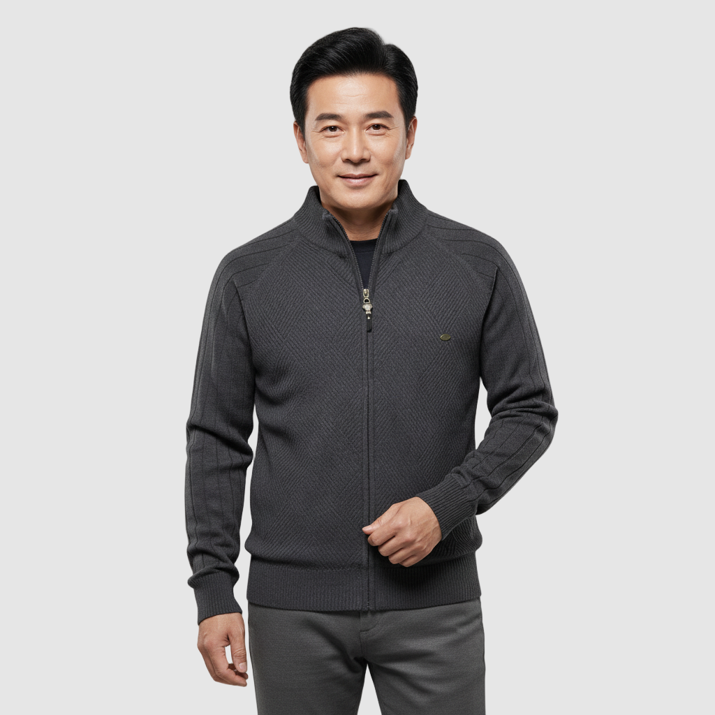 Michael Sydney men's Zip cardigan, front view
