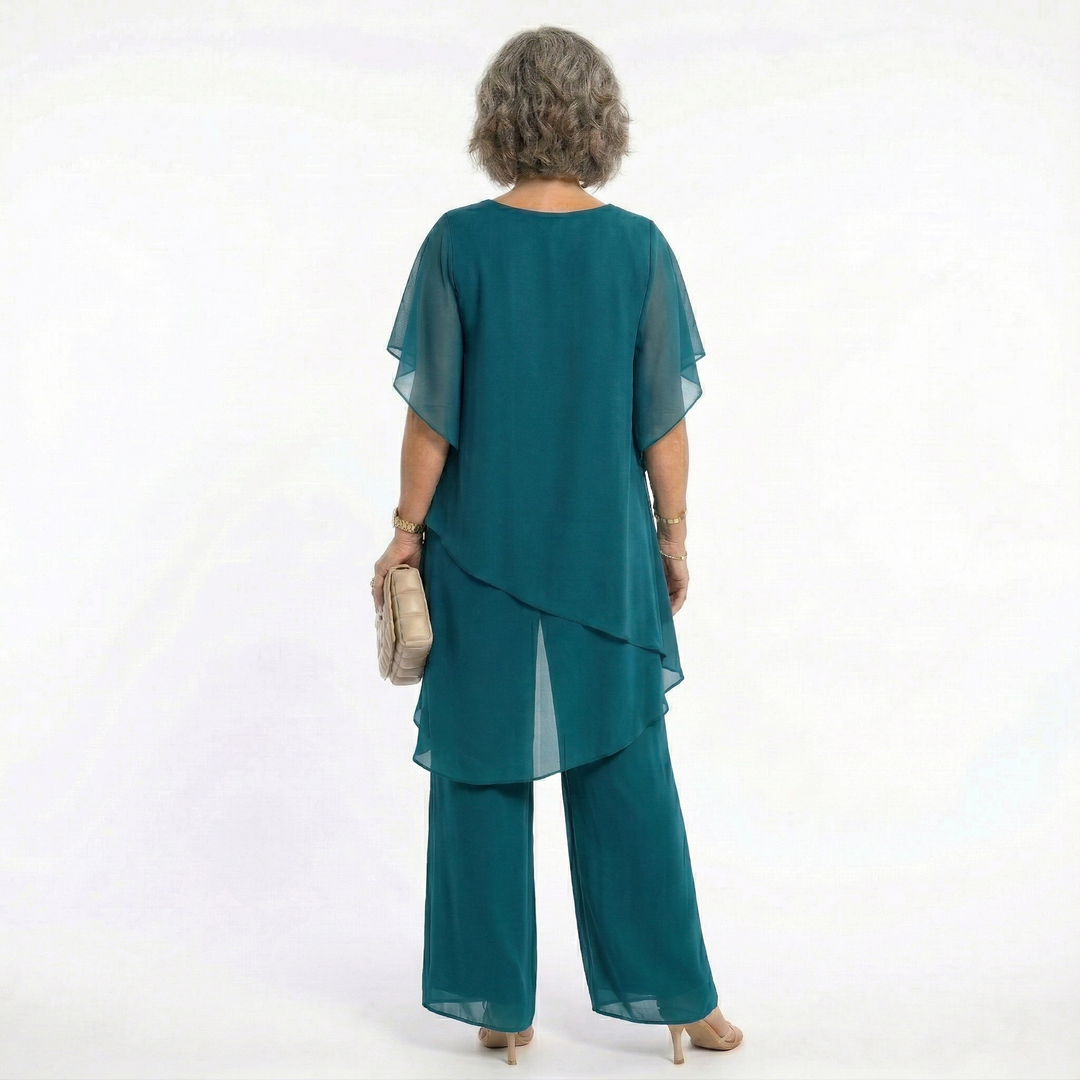 Sharyn Tiered Tunic & Trouser Set in Teal