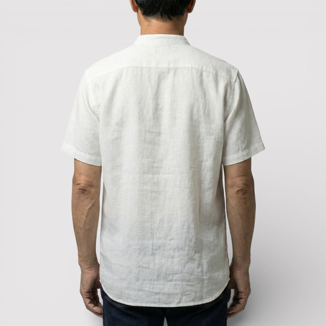 Michael Sydney men's short-sleeve shirt with mandarin collar, front view