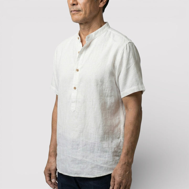 Michael Sydney men's short-sleeve shirt with mandarin collar, front view