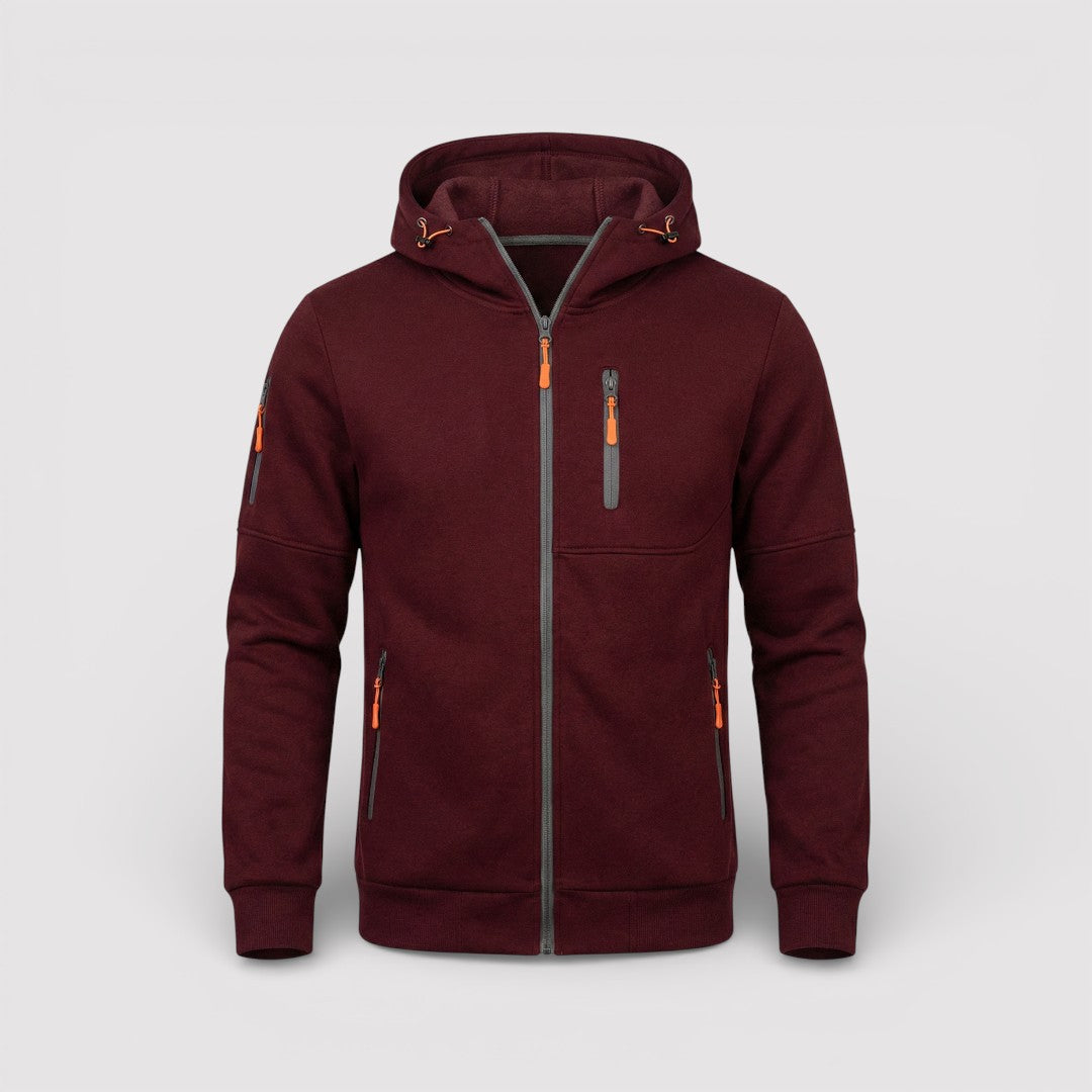 Michael Sydney men's zip hoodie with hood, front view