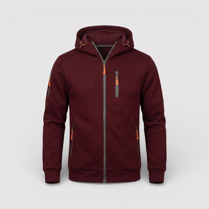 Michael Sydney men's zip hoodie with hood, front view