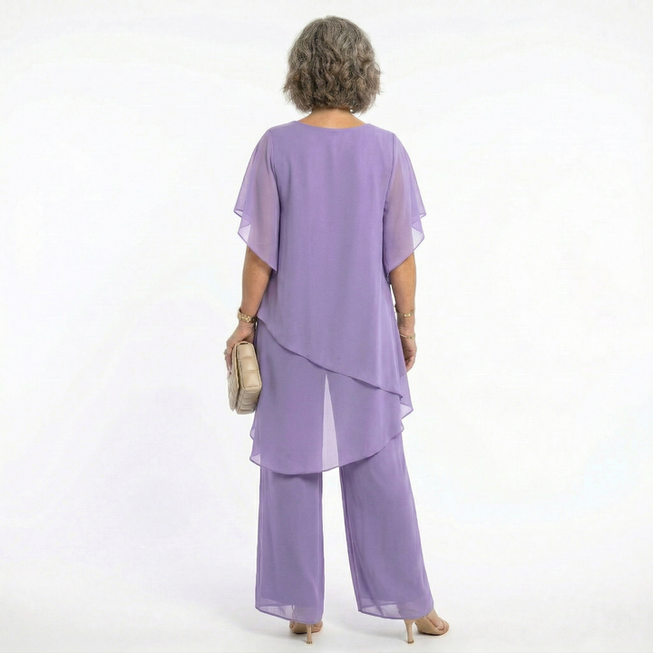 Sharyn Tiered Tunic & Trouser Set in Lavender