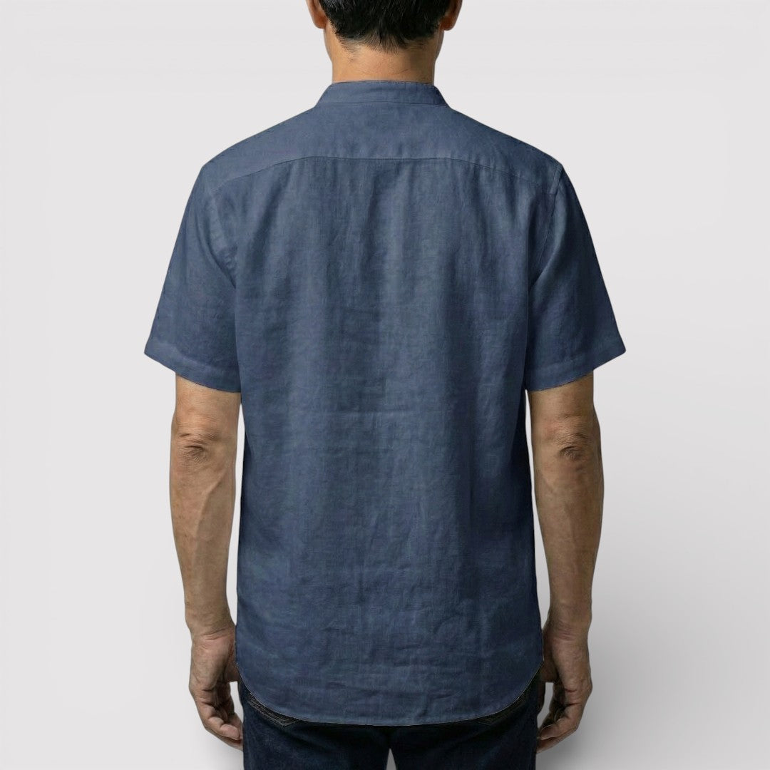 Michael Sydney men's short-sleeve shirt with mandarin collar, front view