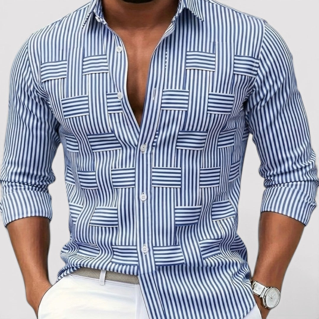 Michael Sydney men's striped shirt, front view