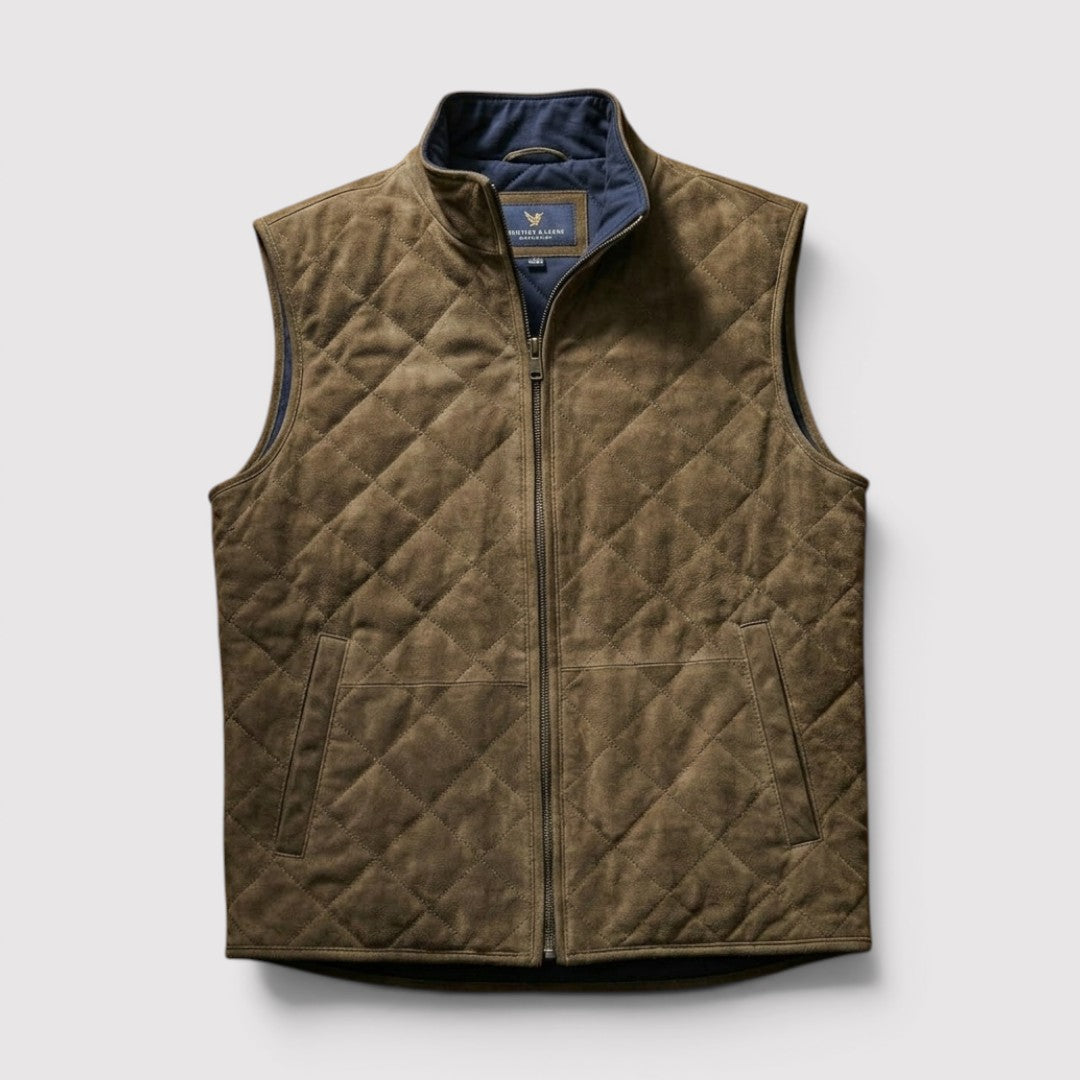 Michael Sydney men's vest with stand collar, front view