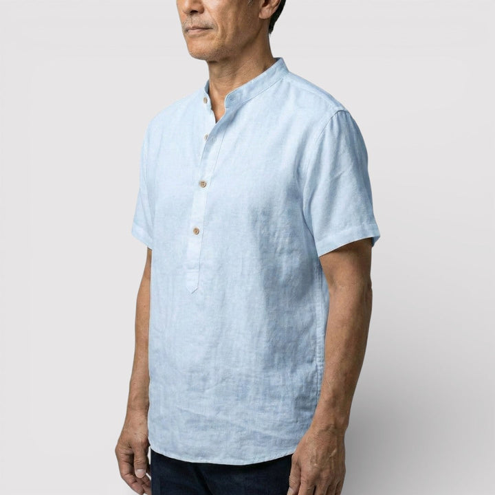 Michael Sydney men's short-sleeve shirt with mandarin collar, front view