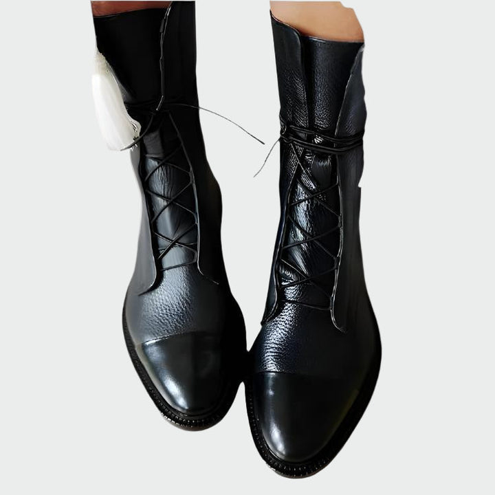 Elaine™ | Black Lace-Up Boots