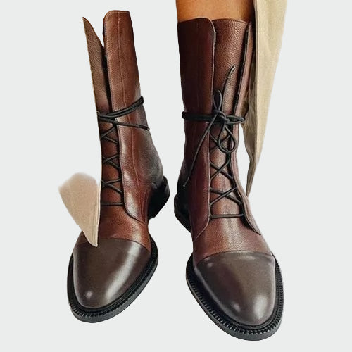 Elaine™ | Black Lace-Up Boots