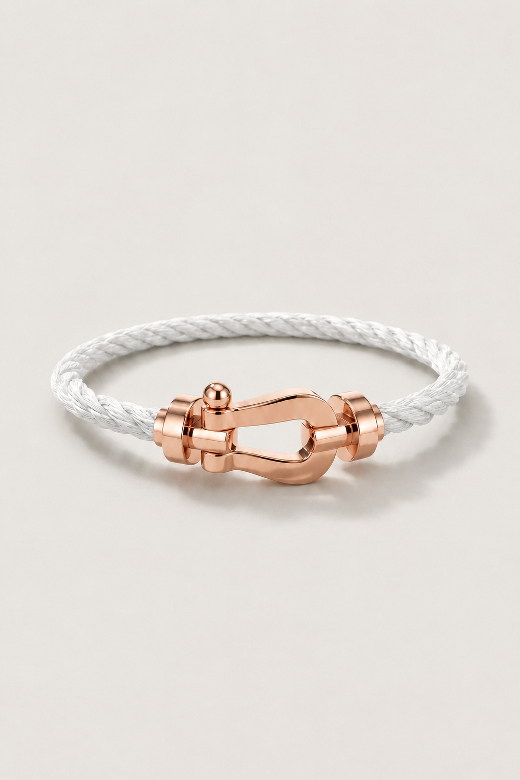 Michael Sydney men's Sailing Rope Bracelet White/Rose Gold, front view
