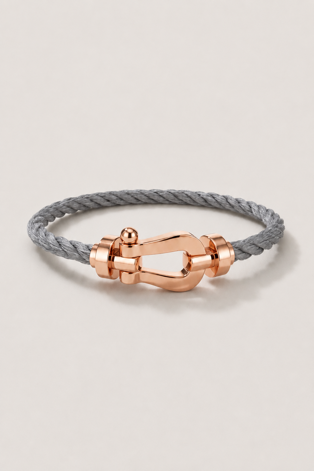 Michael Sydney men's Sailing Rope Bracelet Grey/Rose Gold, front view