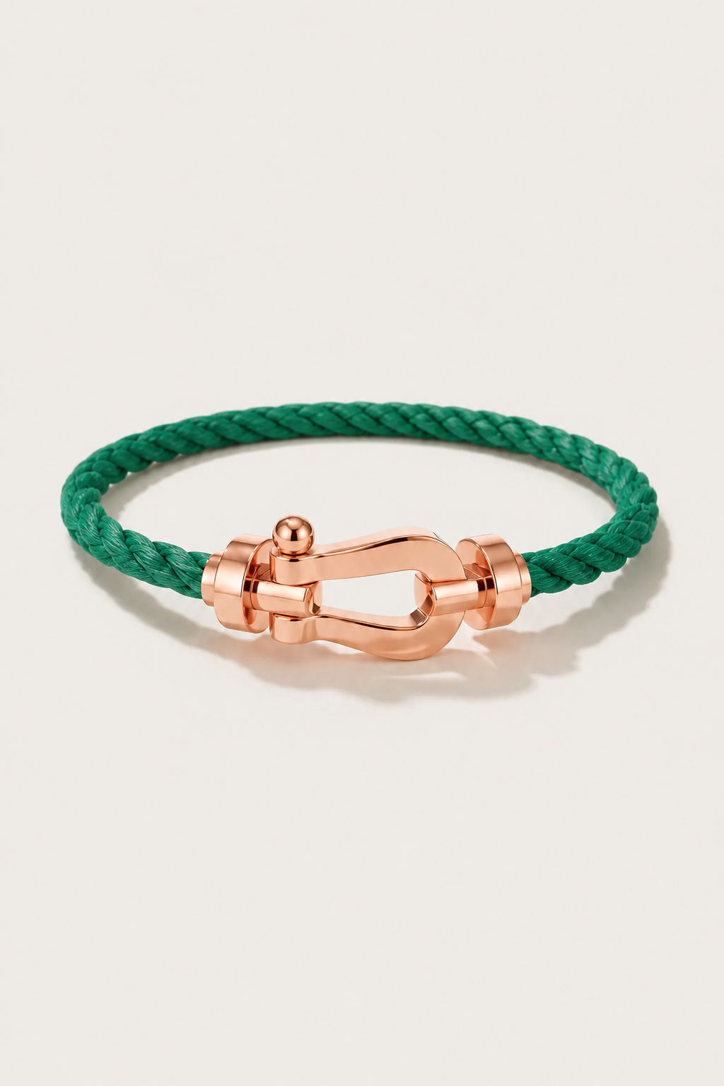 Michael Sydney men's Sailing Rope Bracelet Green/Rose Gold, front view