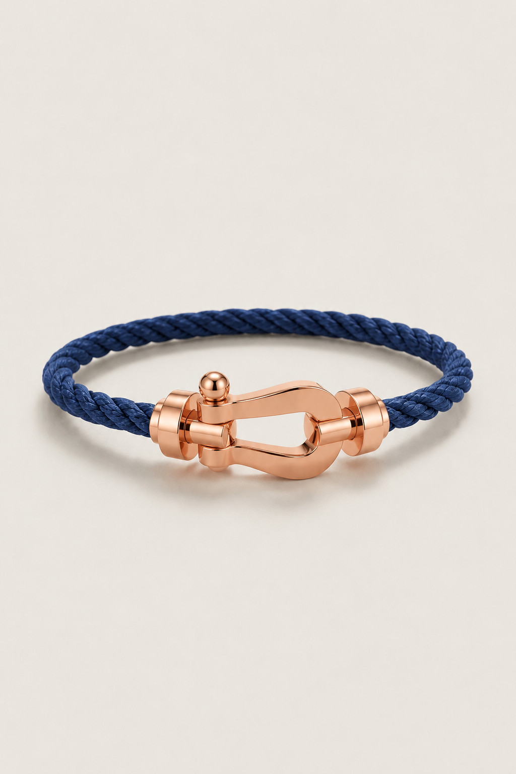 Michael Sydney men's Sailing Rope Bracelet Navy/Rose Gold, front view