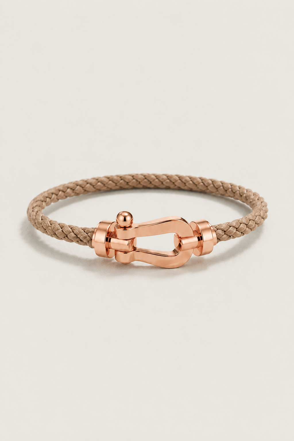 Michael Sydney men's Sailing Rope Bracelet Tan/Rose Gold, front view