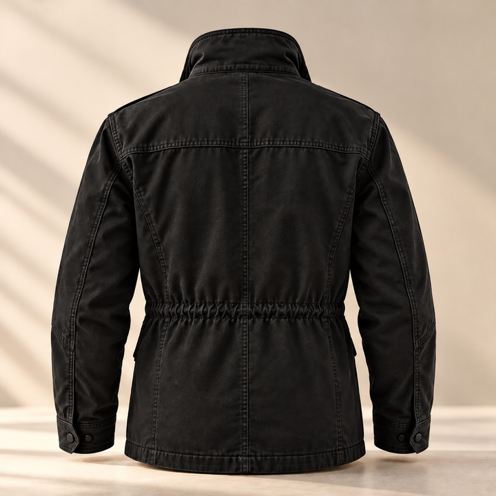 Michael Sydney men's M-65 field jacket in black, back view