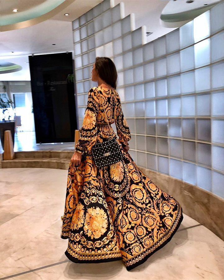 Eileen™ | Vintage Print Maxi Dress