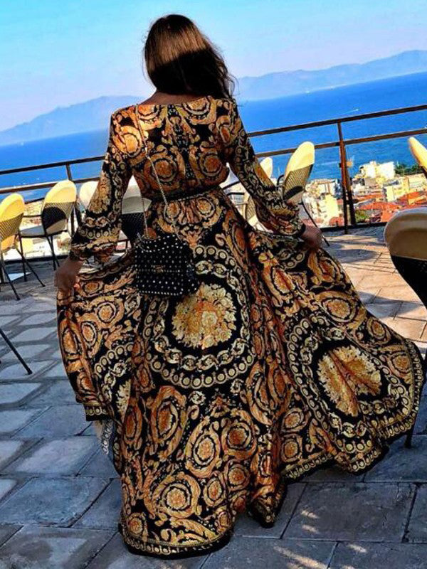 Eileen™ | Vintage Print Maxi Dress