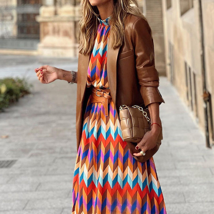 Caroline™ | Geometric Print Maxi Dress
