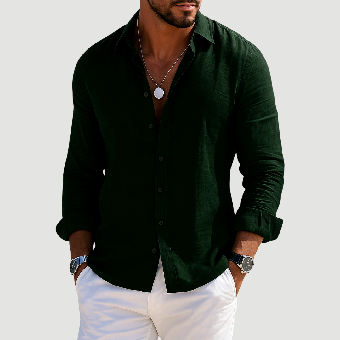 Michael Sydney men's Open collar shirt, front view