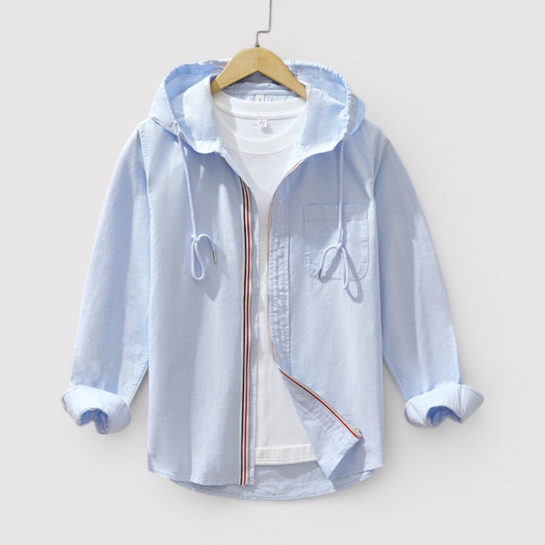 Michael Sydney men's hooded shirt with zip, front view