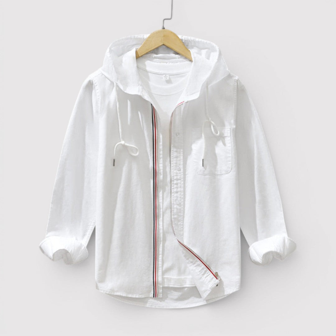 Michael Sydney men's hooded shirt with zip, front view