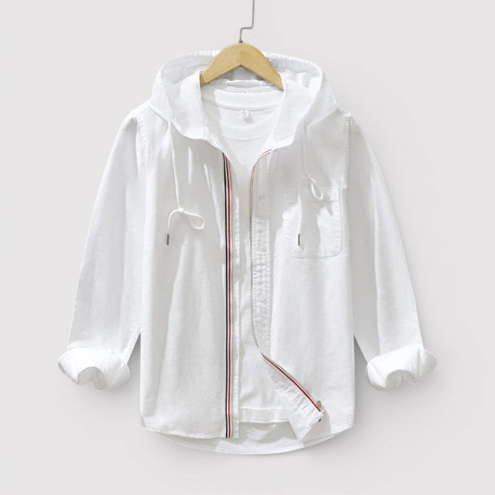 Michael Sydney men's hooded shirt with zip, front view