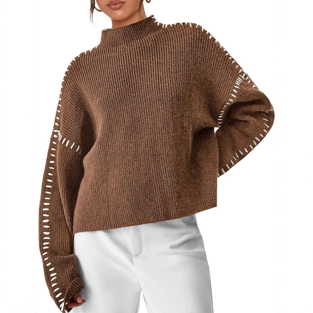 Shirley™ | Whipstitch Mock-Neck Jumper