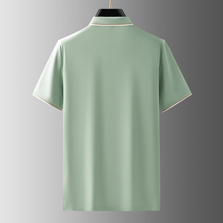 Michael Sydney men's Refined Polo Shirt with Flowing Drape, front view