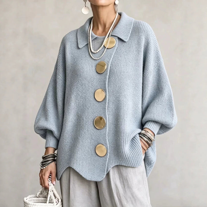 Trish Oversized Collared Cardigan in Sky Blue