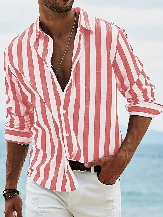 Shane Bold Stripe Shirt – Red