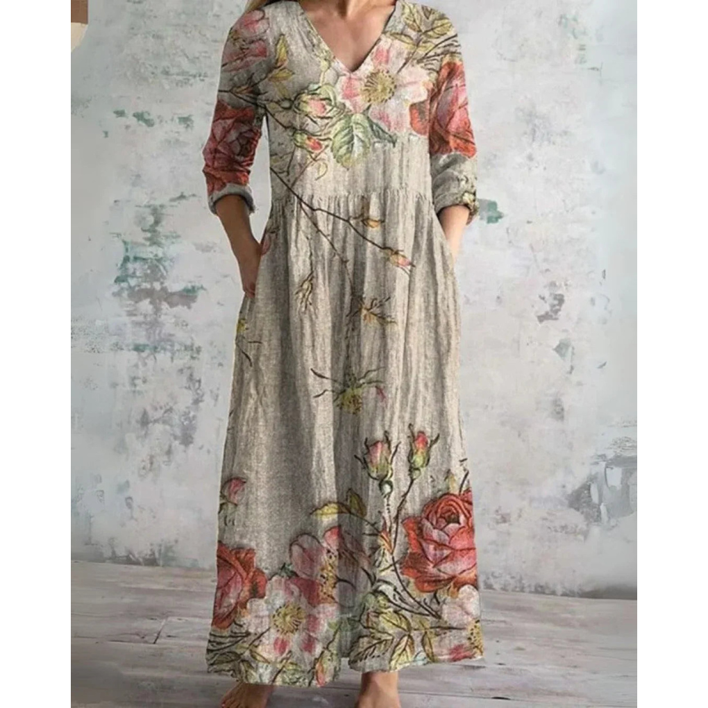 Brenda™ | Vintage Floral Maxi Dress