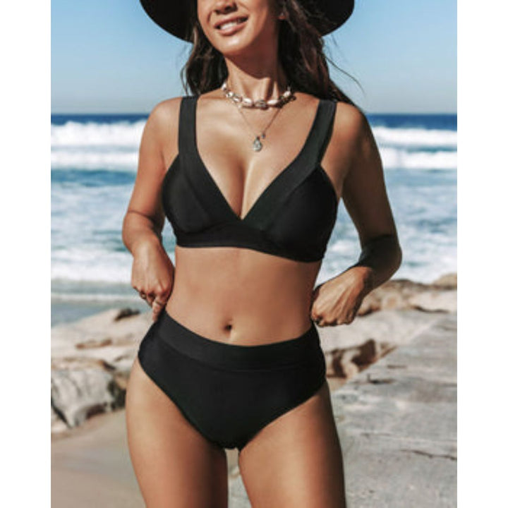 Sadie™ | Plain High-Waist Bikini Set