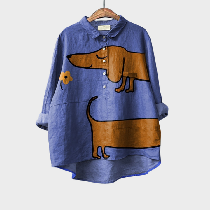 Audrey™ | Playful Dachshund Print Blouse